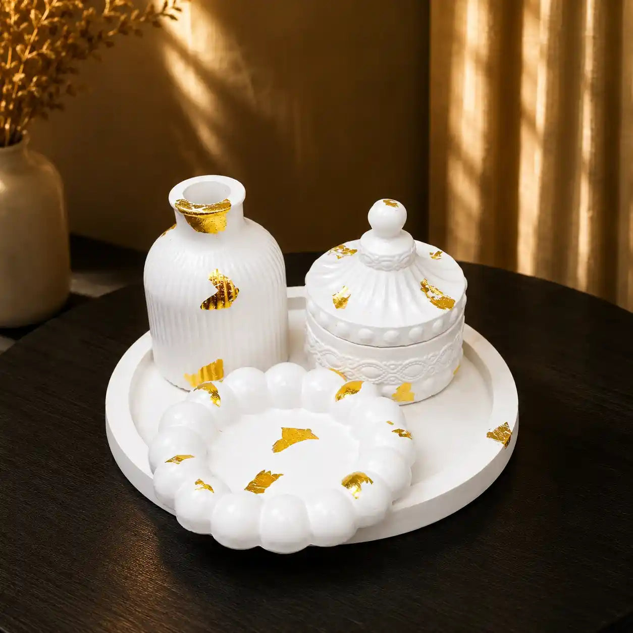 4 in 1 Bundle - Round Tray | Bubble Tray | Ribbed Vase & Trinket Jar