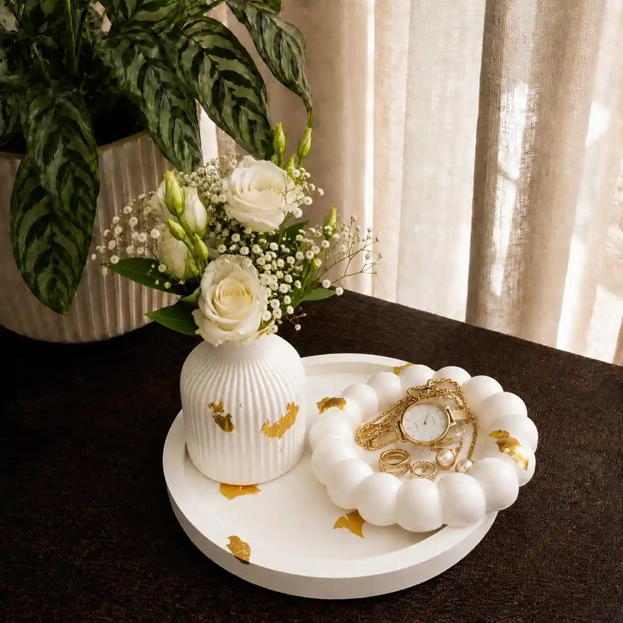 3 in 1 Bundle - Round Tray | Bubble Tray & Ribbed Vase