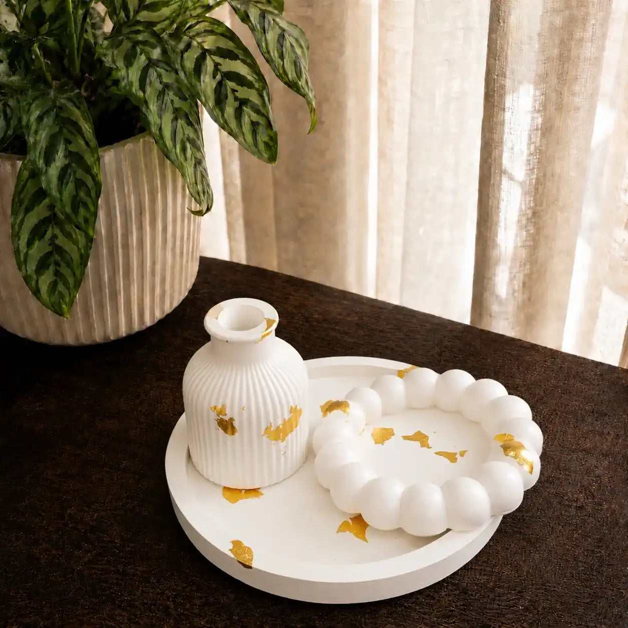 3 in 1 Bundle - Round Tray | Bubble Tray & Ribbed Vase