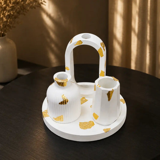 4 in 1 Bundle -  Round Tray | Propagation Vase | Ribbed Vase & Simple Vase