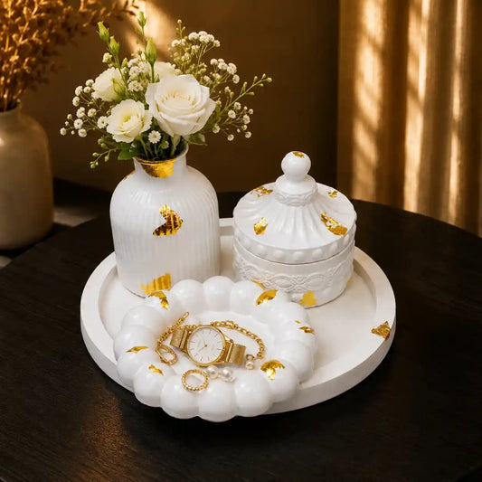 4 in 1 Bundle - Round Tray | Bubble Tray | Ribbed Vase & Trinket Jar
