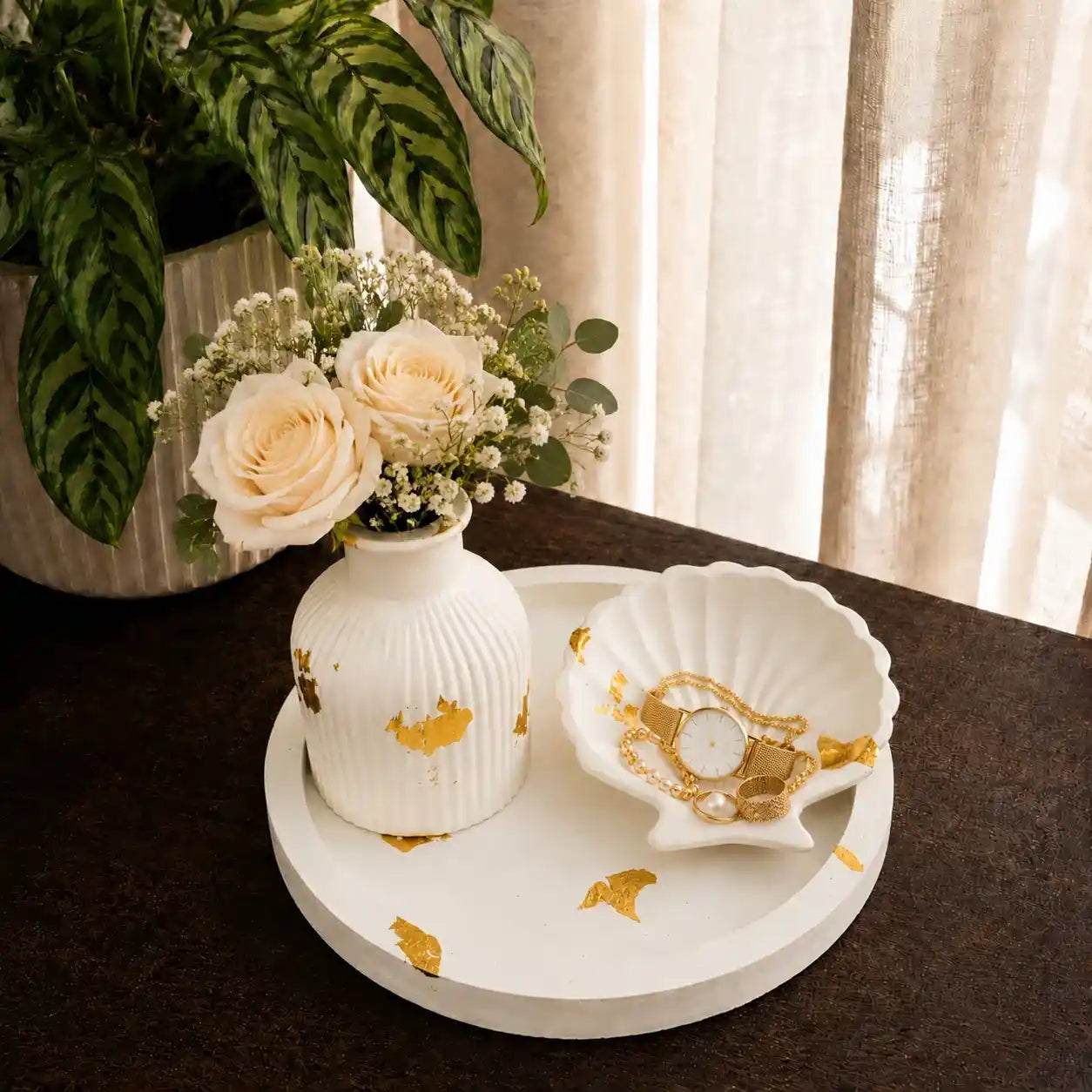3 in 1 Bundle - Round Tray | Shell Tray & Ribbed Vase
