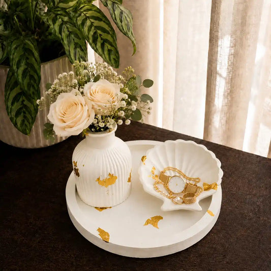 3 in 1 Bundle - Round Tray | Shell Tray & Ribbed Vase